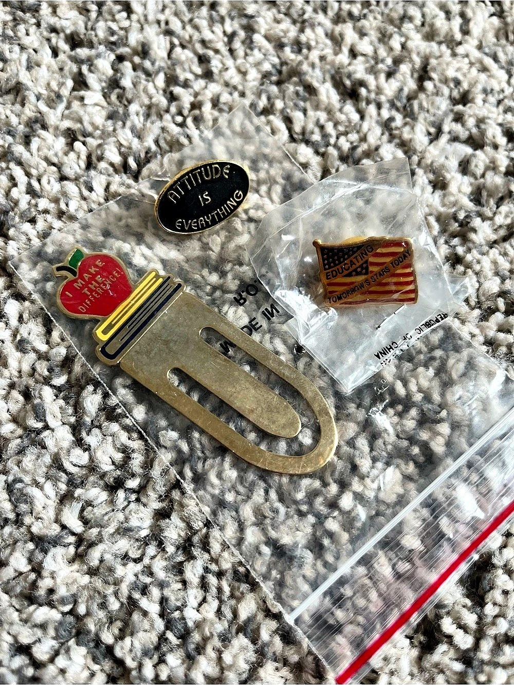 Vintage Teacher Pins and Bookmark